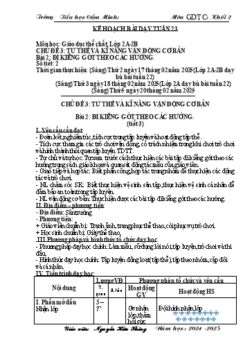Kế hoạch bài dạy Giáo dục thể chất 2 - Tuần 23 - Năm học 2024-2025 - Nguyễn Hữu Thông