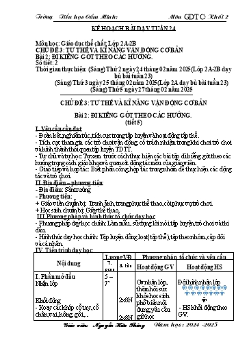 Kế hoạch bài dạy Giáo dục thể chất 2 - Tuần 24 - Năm học 2024-2025 - Nguyễn Hữu Thông