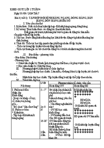 Kế hoạch bài dạy Giáo dục thể chất Tiểu học - Tuần 4 - Năm học 2024-2025 - Trần Thị Ngọc Quyên