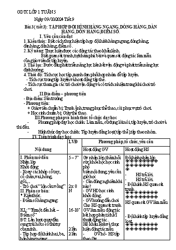 Kế hoạch bài dạy Giáo dục thể chất Tiểu học - Tuần 5 - Năm học 2024-2025 - Trần Thị Ngọc Quyên