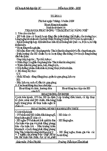 Kế hoạch bài dạy Khối 2 - Tuần 5 - Năm học 2024-2025 - Trần Thị Hà