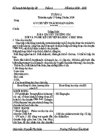 Kế hoạch bài dạy Khối 2 - Tuần 6 - Năm học 2024-2025 - Nguyễn Thị Xuân