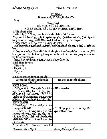 Kế hoạch bài dạy Khối 2 - Tuần 6 - Năm học 2024-2025 - Trần Thị Hà