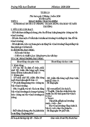 Kế hoạch bài dạy Khối 3 - Tuần 23 - Năm học 2023-2024 - Đinh Thị Bích Đào