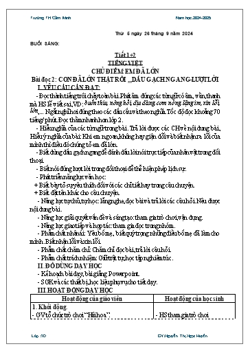 Kế hoạch bài dạy Khối 3 - Tuần 3 - Năm học 2024-2025 - Nguyễn Thị Ngọc Huyền