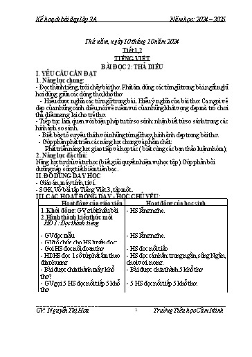 Kế hoạch bài dạy Khối 3 - Tuần 5 - Năm học 2024-2025 - Nguyễn Thị Hoa