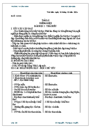 Kế hoạch bài dạy Khối 3 - Tuần 5 - Năm học 2024-2025 - Nguyễn Thị Ngọc Huyền