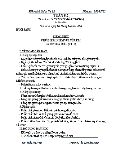 Kế hoạch bài dạy Khối 3 - Tuần 5 - Năm học 2024-2025 - Trần Thị Ngân