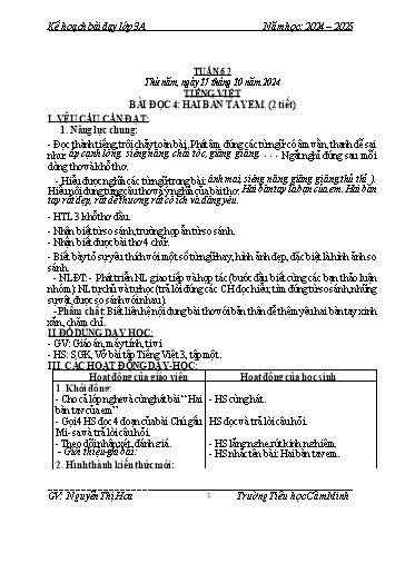 Kế hoạch bài dạy Khối 3 - Tuần 6 - Năm học 2024-2025 - Nguyễn Thị Hoa