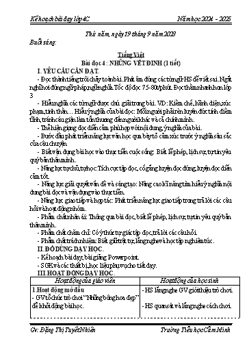 Kế hoạch bài dạy Khối 4 - Tuần 2 - Năm học 2024-2025 - Đặng Thị Tuyết Nhiên