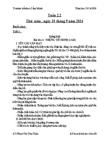 Kế hoạch bài dạy Khối 4 - Tuần 2 - Năm học 2024-2025 - Phan Thị Thu Thảo