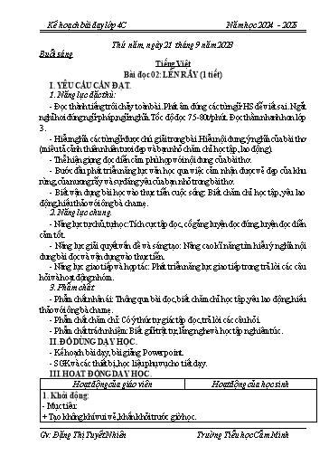 Kế hoạch bài dạy Khối 4 - Tuần 3 - Năm học 2024-2025 - Đặng Thị Tuyết Nhiên