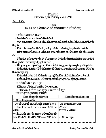 Kế hoạch bài dạy Khối 4 - Tuần 3 - Năm học 2024-2025 - Nguyễn Đình Dũng