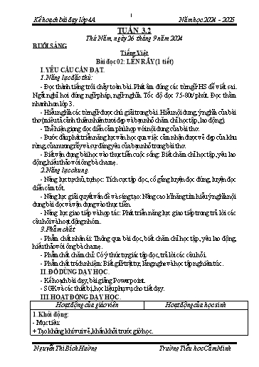 Kế hoạch bài dạy Khối 4 - Tuần 3 - Năm học 2024-2025 - Nguyễn Thị Bích Hường