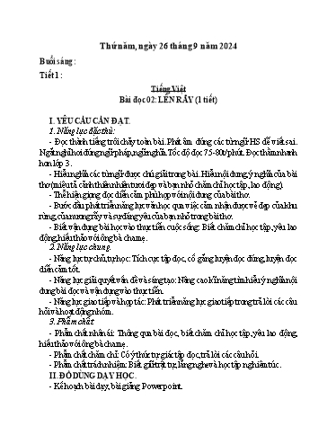 Kế hoạch bài dạy Khối 4 - Tuần 3 - Năm học 2024-2025 - Phan Thị Thu Thảo