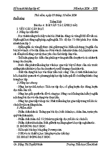 Kế hoạch bài dạy Khối 4 - Tuần 4 - Năm học 2024-2025 - Đặng Thị Tuyết Nhiên