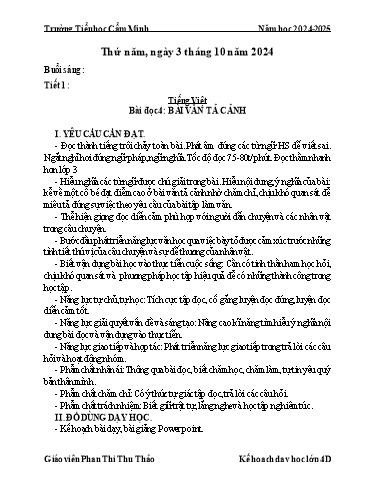 Kế hoạch bài dạy Khối 4 - Tuần 4 - Năm học 2024-2025 - Phan Thị Thu Thảo
