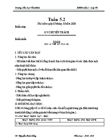 Kế hoạch bài dạy Khối 4 - Tuần 5 - Năm học 2024-2025 - Nguyễn Đình Dũng