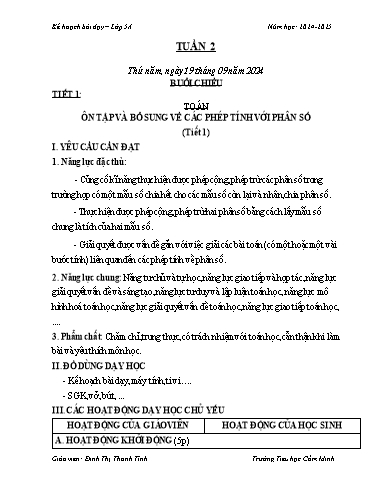 Kế hoạch bài dạy Khối 5 - Tuần 2 - Năm học 2024-2025 - Đinh Thị Thanh Tình