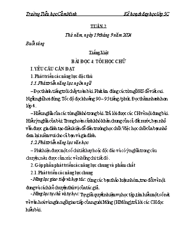 Kế hoạch bài dạy Khối 5 - Tuần 2 - Năm học 2024-2025 - Dương Thu Hiền