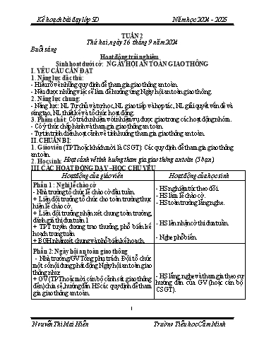 Kế hoạch bài dạy Khối 5 - Tuần 2 - Năm học 2024-2025 - Nguyễn Thị Mai Hiển