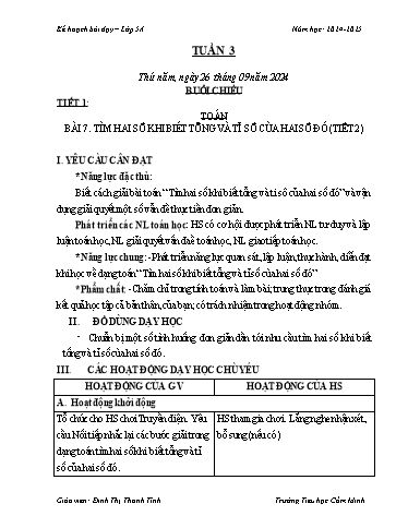 Kế hoạch bài dạy Khối 5 - Tuần 3 - Năm học 2024-2025 - Đinh Thị Thanh Tình