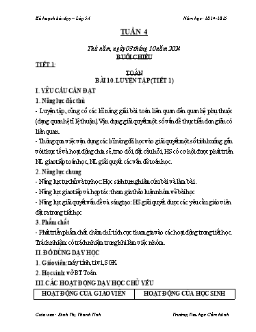 Kế hoạch bài dạy Khối 5 - Tuần 4 - Năm học 2024-2025 - Đinh Thị Thanh Tình
