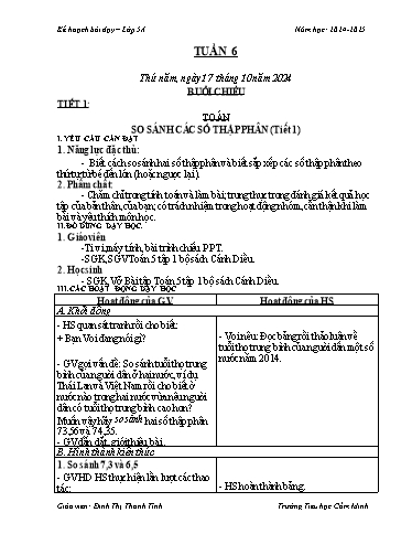 Kế hoạch bài dạy Khối 5 - Tuần 6 - Năm học 2024-2025 - Đinh Thị Thanh Tình