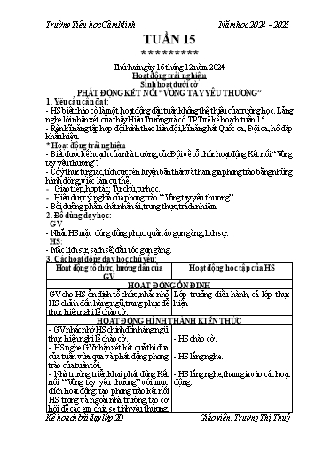 Kế hoạch bài dạy Lớp 2 - Tuần 15 - Năm học 2024-2025 - Trương Thị Thủy