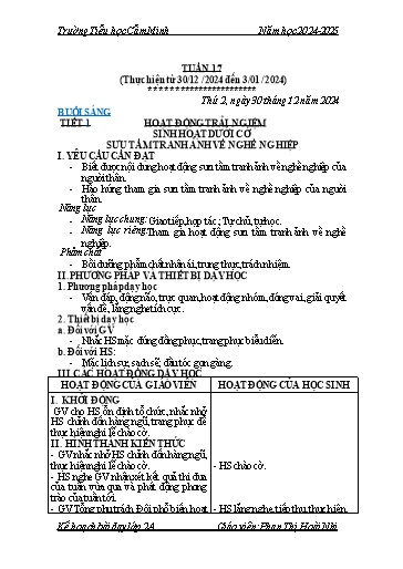 Kế hoạch bài dạy Lớp 2 - Tuần 17 - Năm học 2024-2025 - Phan Thị Hoài Nhi