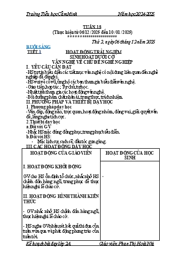 Kế hoạch bài dạy Lớp 2 - Tuần 18 - Năm học 2024-2025 - Phan Thị Hoài Nhi