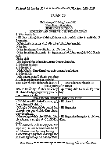 Kế hoạch bài dạy Lớp 2 - Tuần 20 - Năm học 2024-2025 - Trần Thị Hà