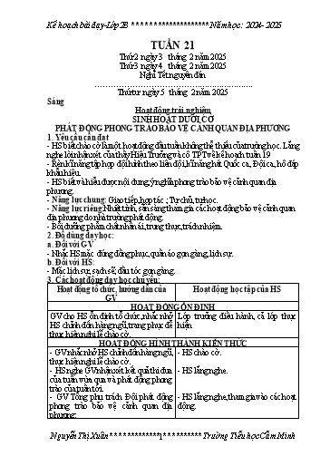 Kế hoạch bài dạy Lớp 2 - Tuần 21 - Năm học 2024-2025 - Nguyễn Thị Xuân