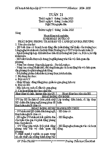 Kế hoạch bài dạy Lớp 2 - Tuần 21 - Năm học 2024-2025 - Trần Thị Hà