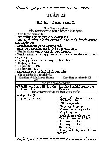 Kế hoạch bài dạy Lớp 2 - Tuần 22 - Năm học 2024-2025 - Nguyễn Thị Xuân