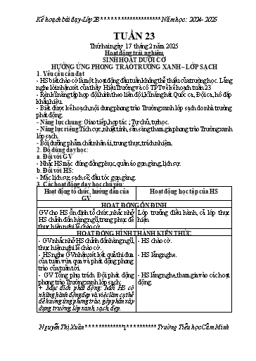 Kế hoạch bài dạy Lớp 2 - Tuần 23 - Năm học 2024-2025 - Nguyễn Thị Xuân
