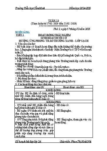 Kế hoạch bài dạy Lớp 2 - Tuần 23 - Năm học 2024-2025 - Phan Thị Hoài Nhi
