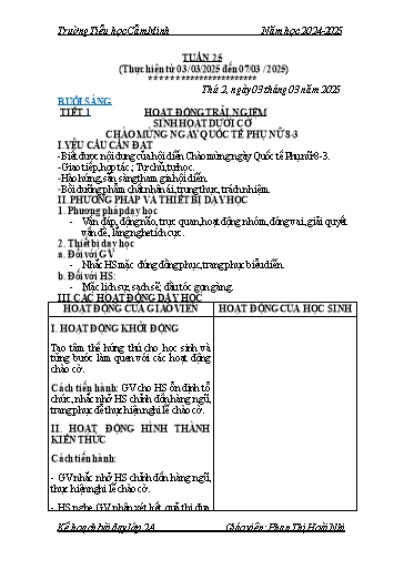 Kế hoạch bài dạy Lớp 2 - Tuần 25 - Năm học 2024-2025 - Phan Thị Hoài Nhi