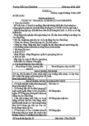 Kế hoạch bài dạy Lớp 2 - Tuần 3 - Năm học 2024-2025 - Trần Thị Hà