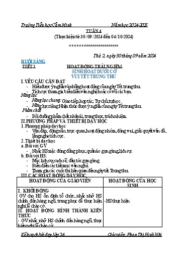 Kế hoạch bài dạy Lớp 2 - Tuần 4 - Năm học 2024-2025 - Phan Thị Hoài Nhi