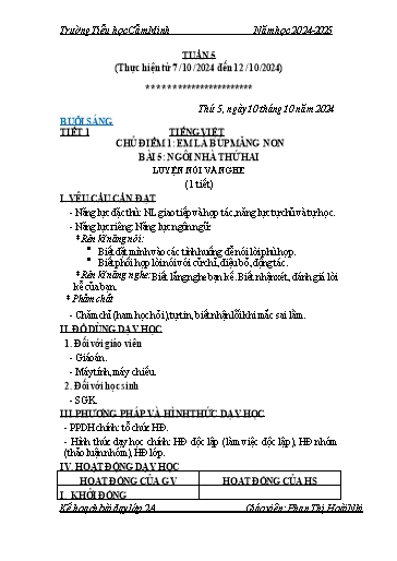 Kế hoạch bài dạy Lớp 2 - Tuần 5 - Năm học 2024-2025 - Phan Thị Hoài Nhi