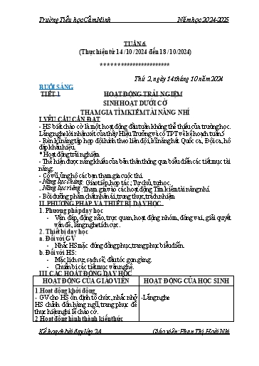 Kế hoạch bài dạy Lớp 2 - Tuần 6 - Năm học 2024-2025 - Phan Thị Hoài Nhi