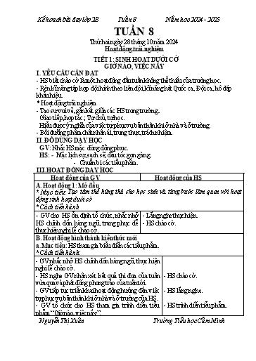 Kế hoạch bài dạy Lớp 2 - Tuần 8 - Năm học 2024-2025 - Nguyễn Thị Xuân