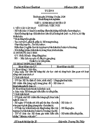 Kế hoạch bài dạy Lớp 2 - Tuần 8 - Năm học 2024-2025 - Trương Thị Thủy