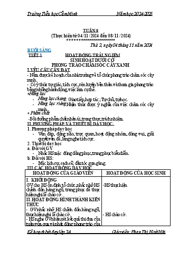 Kế hoạch bài dạy Lớp 2 - Tuần 9 - Năm học 2024-2025 - Phan Thị Hoài Nhi