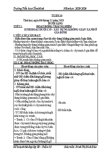 Kế hoạch bài dạy Lớp 3 - Tuần 10 - Năm học 2023-2024 - Đinh Thị Bích Đào