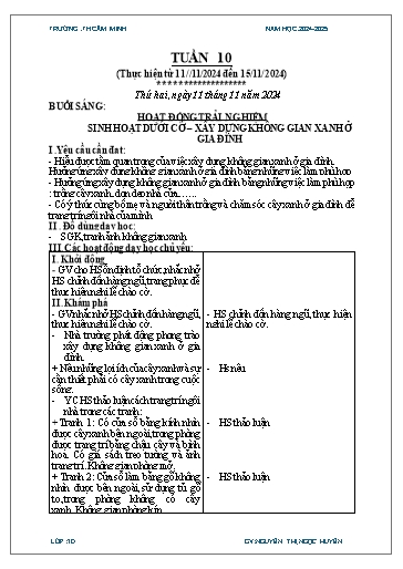 Kế hoạch bài dạy Lớp 3 - Tuần 10 - Năm học 2024-2025 - Nguyễn Thị Ngọc Huyền