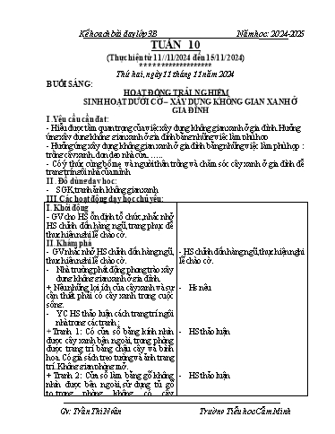 Kế hoạch bài dạy Lớp 3 - Tuần 10 - Năm học 2024-2025 - Trần Thị Ngân