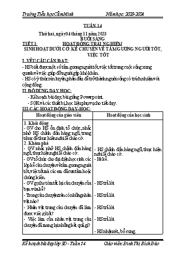 Kế hoạch bài dạy Lớp 3 - Tuần 14 - Năm học 2023-2024 - Đinh Thị Bích Đào