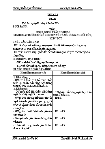 Kế hoạch bài dạy Lớp 3 - Tuần 14 - Năm học 2024-2025 - Đinh Thị Bích Liên